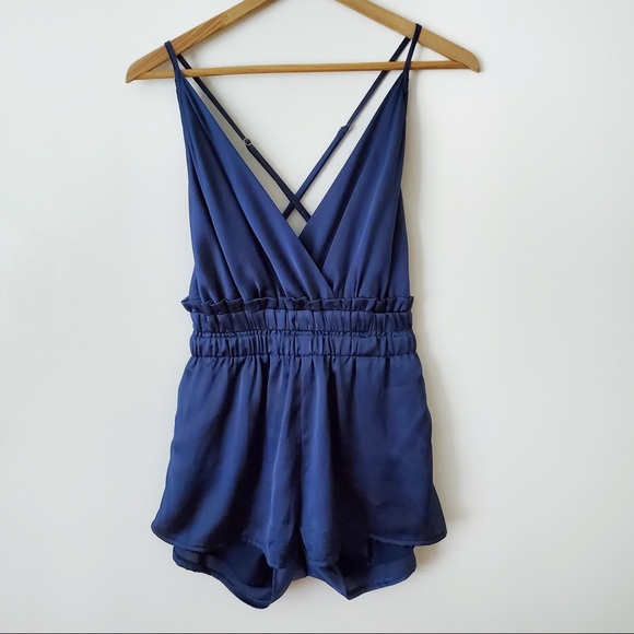 COCO & YVES Romper Shorts Cross Front Blue Size M - Picture 3 of 11